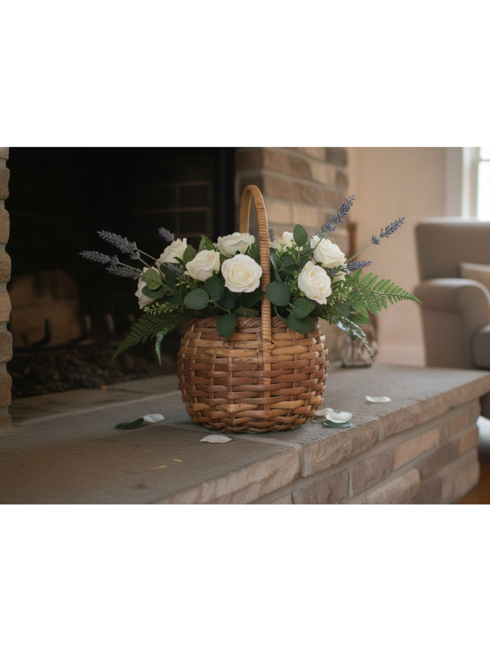Vintage Woven Willow Basket Handle Pot Belly Handwoven Rattan Storage Bin